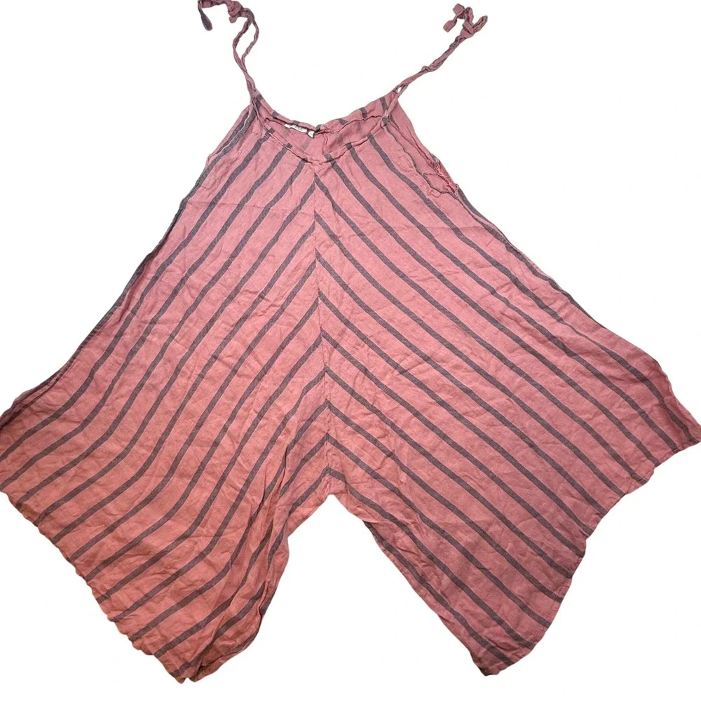 Vasna Harem Romper Jumpsuit Boho Tie Strap L/XL wide leg Lagenlook hippie - Picture 2 of 11